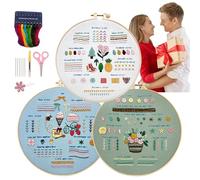 Tanxemery Embroidery Kit for Beginners for Adults, Embroidery Set for Beginners - 3 Sets Cross Stitch Sets for Beginners, Needlepoint Sets, Embroidery Kit for Home, Embroidery Set for Beginners for