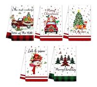 Tanxier Christmas Dish Towels for Kitchen - Holiday Dishcloth,Santa Elk Snowman Gnome Christmas Towel - for Holiday, Party, Home, Dining
