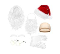 Tanxier Santa Beard And Wig Set | Christmas Santa Cosplay Outfit Accessories,Christmas Role Play Accessories for Men Women Youth Family Son Daughter Husband