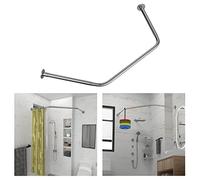 Tanxih Corner Shower Curtain Rod Adjustable Stainless Steel Diamond Shaped Rack Drill Free Install for Bathroom, Bathtub, Clothing Store (Diamond Shaped, Both Sides: 43-65cm,Middle:51-66cm)