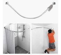 Tanxih Corner Shower Curtain Rod Adjustable Stainless Steel L Shaped Rack Drill Free Install for Bathroom, Bathtub, Clothing Store (Silver, 90-130cm X 90-130cm)