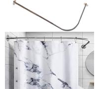Tanxih Corner Shower Curtain Rod Adjustable Stainless Steel L Shaped Rack Drill Free Install for Bathroom, Bathtub, Clothing Store (Silver, 70-100cm X 120-165cm)