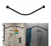 Tanxih Corner Shower Curtain Rod Adjustable Stainless Steel L Shaped Rack Drill Free Install for Bathroom, Bathtub, Clothing Store (Black, 70-100cm X 70-100cm)