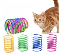TANXIXI Colorful Spring Cat Toys, Interactive Spiral Springs, Pack of 4, Multi-Colour,Relieve anxiety, maintain health, colorful creative toys, durable and soft cat activity toys,