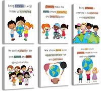 TANXM Framed Diversity Inclusion Kids Wall Art Set of 6, 8x10 Inch | Multicultural Equality Inspirational Canvas Prints, Classroom Nursery Decor for Preschool Elementary, Ready to Hang