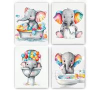 TANXM Unframed Kids Bathroom Rules Art Set of 4, 8x10 Inch