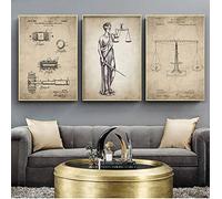 TANYANG Attorney Lady Justice Law Posters And Prints Scales Of Justice Lawyer Gift Art Canvas Painting Lawyer Office Wall Decor 40Cmx60Cmx3Pcs