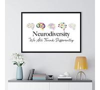 TANYANG Canvas Painting Neurodiversity We All Think Differently Quote Print Brain Poster Therapists Office Wall Decoration Pictures 60X90Cm No Frame