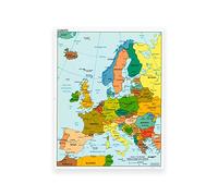 TANYANG Colorful Map Of Europe Poster Modern European Map Prints Office Wall Decor Europe Map Canvas Painting Home Decoration 50X70Cm No Frame