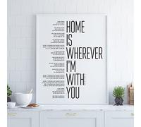 TANYANG Family Lyric Song Quote Picture Home Is Wherever I'M With You Poster Black White Wall Art Canvas Painting Print For Living Room 50X70Cm No Frame
