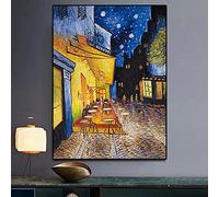 TANYANG Famous Van Gogh Large Oil Painting Village Night Scene Print On The Canvas Starry Sky Posters Wall Picture Cafe Wall Home Decor 30X40Cm No Frame