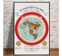 TANYANG Hd Modern Spray Picture Canvas Poster Flat Earth Map Gleason'S New World Map Wall Art Painting For Aesthetic Living Room Decor A1 60X90Cm No Frame
