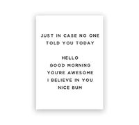 TANYANG Hello Good Morning You'Re Awesome Inspirational Quote Poster Typography Prints Minimalist Wall Art Canvas Painting Office Decor 21X30Cm Unframed