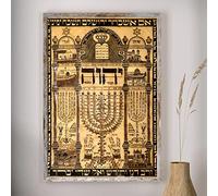 TANYANG Kabbalah Amulet Hebrew Talisman Canvas Painting Home Blessing Protection Vintage Jewish Poster Print Wall Art Picture Home Decor 21X30Cm No Frame