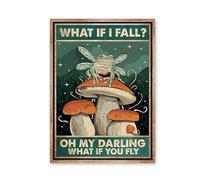Tanyang Retro Mushroom Flying Frog What If I Fall Posters And Prints Wall Art Canvas Paintings For Living Room Home Decoration 40X50Cm Unframed