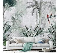 TANYANG Tropical Retro Pastoral Rain Forest Plantain Leaf Parrot Customized Mural Wallpaper for Living Room Home Decor 250Cm(W)×175Cm(H)