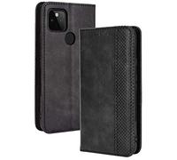 TANYO Leather Folio Case for Google Pixel 4A 5G (Not for 4G Version), Premium PU/TPU Wallet Cover with Card and Cash Slots, Flip Magnetic Closure Shell - Black