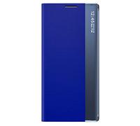 TANYO Smart View Case for Samsung Galaxy S20 FE (Fan Edition), Premium Flip Case Cover with Clear Window and Mirror Flip Case Cover with Foldable Stand - Royal Blue