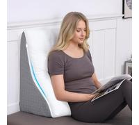 TANYOO Ergonomic Wedge Pillow for Bed and Sofa, Curved Triangle Reading Pillow for Sitting Up, Sleeping, Leg Elevation, Dual-Layer Memory Foam Inclined Support Pillow for Neck, Back & Acid Relief