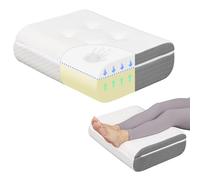 TANYOO Leg Elevation Pillow, Dual-Layer Design Knee Pillow for Back Sleeping, Leg Elevating Pillow to Raise Feet for Circulation, Knee Support, Leg Elevation, Back Pain Relief, 1PC, White