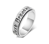Tanyoyo Fidget Spinner Ring for Women - Just Breathe Stainless Steel Anxiety Relief Rings for Adults, Christian Inspirational Hope Thumb Ring for Stress & Focus, Jewelry Gift for Women Men, Metal, No