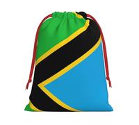 Tanzania Flag Christmas Drawstring Gift Bags Large Size Xmas Goody Wrapping Bags Valentine Favors Party