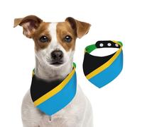 Tanzania Flag Cotton Dog Bandanas - Washable Cotton Handkerchief Scarf Triangle Bandana for Small Medium Large Dog,Cat, Black