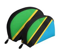 Tanzania Flag Portable Bags Clutch Pouch.2-Piece Makeup Bag Set, Large & Small Travel Cosmetic Pouches