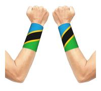 Tanzania Flag Print Breathable Compression Wrist Band, Elastic Sweat Wrist Bands For Tennis, Gym Daily