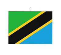 Tanzania Flag Print Dish Drying Mat for Kitchen, Microfiber Dish Draining Pad, Absorbent Countertop Protector