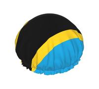Tanzania Flag Print Shower Essentials Bonnet For Women, Large Washable Elastic Band Bath Hair Wrap Shower Cap