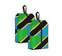 Tanzania Flag Print Waterproof Shoe Bag Travel Bag with Carry Strap Storage Bag Versatile Cosmetic Bag-2pcs