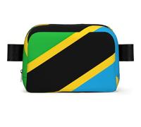 Tanzania Flag Print Waterproof Sling Bag with Large Opening Side Bag Durable Waist Pack for Running Cycling Travel