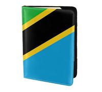 Tanzania Flag Printing Cowhide Passport Holder,Passport Cover,Travel Card Cover Case For Men Women,Documents Protector, Black, One Size