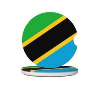 Tanzania Flag Prints Ceramic car coasters (2-pack) absorb moisture, are non-slip and easy to clean for cars, trucks, and boats.