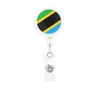 Tanzania Flag Retractable Badge Holder is Durable Sturdy Comes with A Lanyard for Office Hospital Staff Wearing