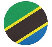 Tanzania Flag Round Wooden Puzzles for Adults Funny Colorful Jigsaw Puzzle Home Decors Gift 68 PCS