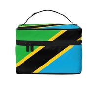Tanzania Flag Women's Large Capacity Makeup Bag, Portable Travel Makeup Bag, (9x6.5x6.2 inches) Girls Large Makeup Bag Storage Bag