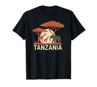 Tanzania Safari Adventure, Fun African Giraffes and Elephant T-Shirt