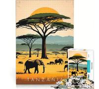 Tanzania Travel Poster 1000 Piece Adult Puzzles | Impossible game Fun activities at home Challenging Game Gifts 38x52cm