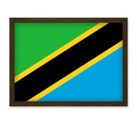 Tanzania, United Republic of National Flag Vexillology World Flags Country Region Poster Artwork Framed Wall Art Print A4 Artery8 Brown One Size