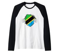 Tanzanian Roots Chest Tanzanian Pride Tanzania Flag Raglan Baseball Tee