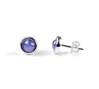 Tanzanite and Sterling Silver Simple Minimal Round Stud Earrings, Natural Purple Gemstone Earrings