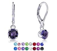 Tanzanite Earrings - 925 Sterling Silver Dangle Earrings with Crystal Light from Swarovski Elements - Leverback Earrings for Women - Colourful Earrings - Purple Earrings for Women