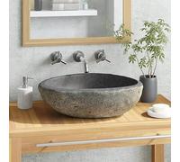 TANZEM Basin River Stone Oval 29-38 cm, Modern Design Gloss Countertop Sink, Bathroom Lavatory, Vanity Cabinet