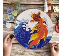TANZEQI Cloisonne Enamel Art DIY Kit for Chinese Cloisonne Enamel Art of Lucky Carp Wall Decoration for Living Room