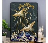 TANZEQI Cloisonne Enamel Painting DIY Kit for Chinese Cloisonné Enamel Art of Crane and Scenery, Intangible Cultural Heritage (Crane B)