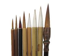 TANZEQI Shanlian Hubi Claborate-Style Painting Writing Brush Watercolor Chinese Calligraphy Brush Set Kanji Japanese Sumi Painting Drawing Brushes 8 Piece/Set+Roll-up Bamboo Brush Holder
