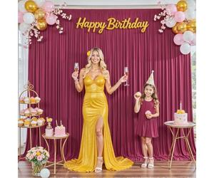 Tao-Ge 10x10 Burgundy Backdrop Curtain for Parties Wedding Wrinkle Free Maroon Photo Curtains Backdrop Drapes Fabric Decoration for Birthday Engagement Ceremony 5ft x 10ft,2 Panels