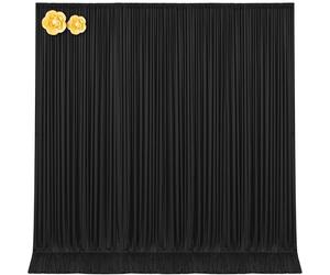 Tao-Ge 10x12 Black Backdrop Curtains for Wedding Party Wrinkle Free Backdrops Curtain Drapes Fabric Decorations Photo Back Drop Cloth for Baby Shower Photography Stage Reception 5ft x 12ft,2 Panels